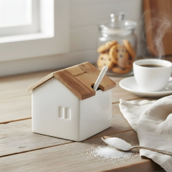 Sugar Bowl with Wooden Lid